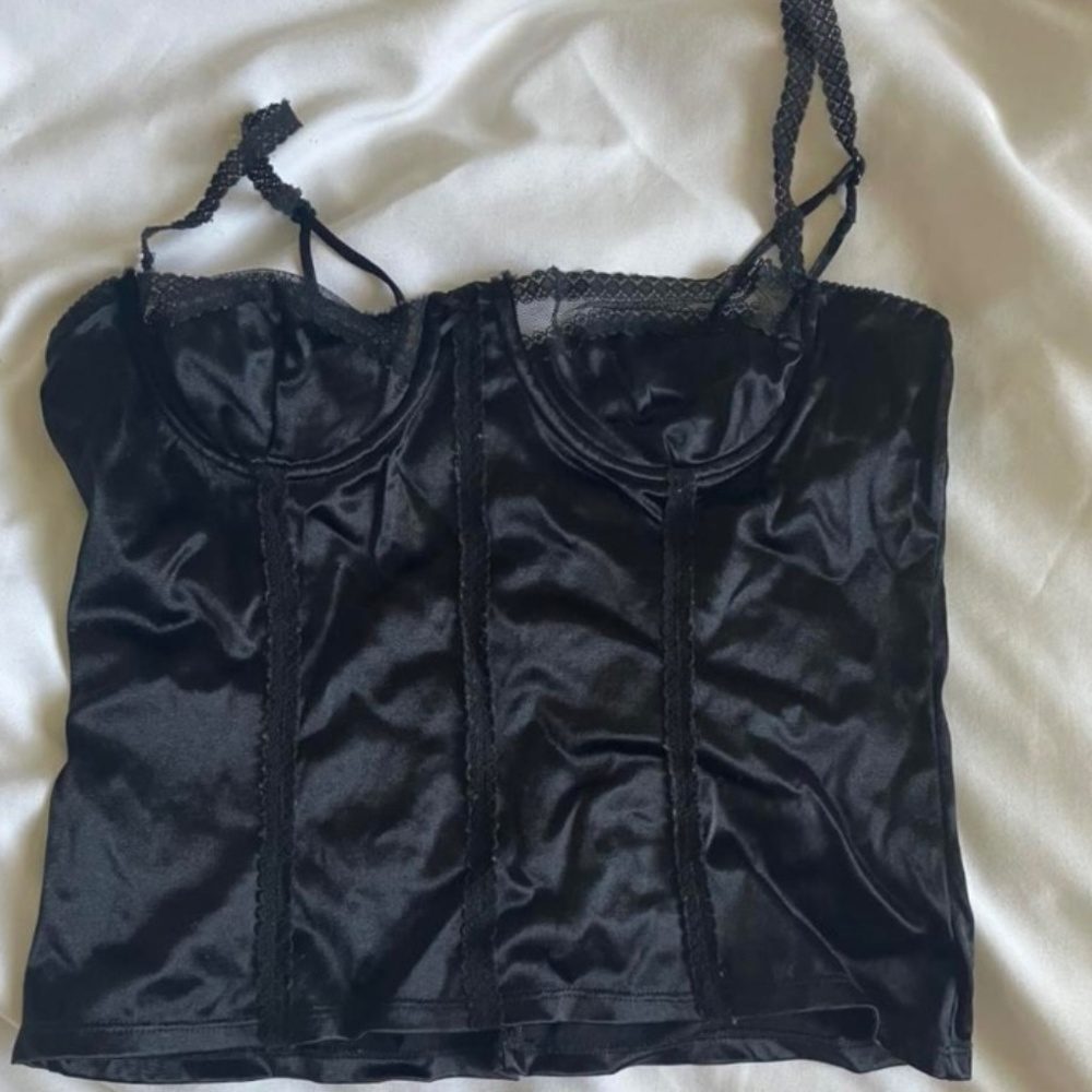 Black lace bustier top